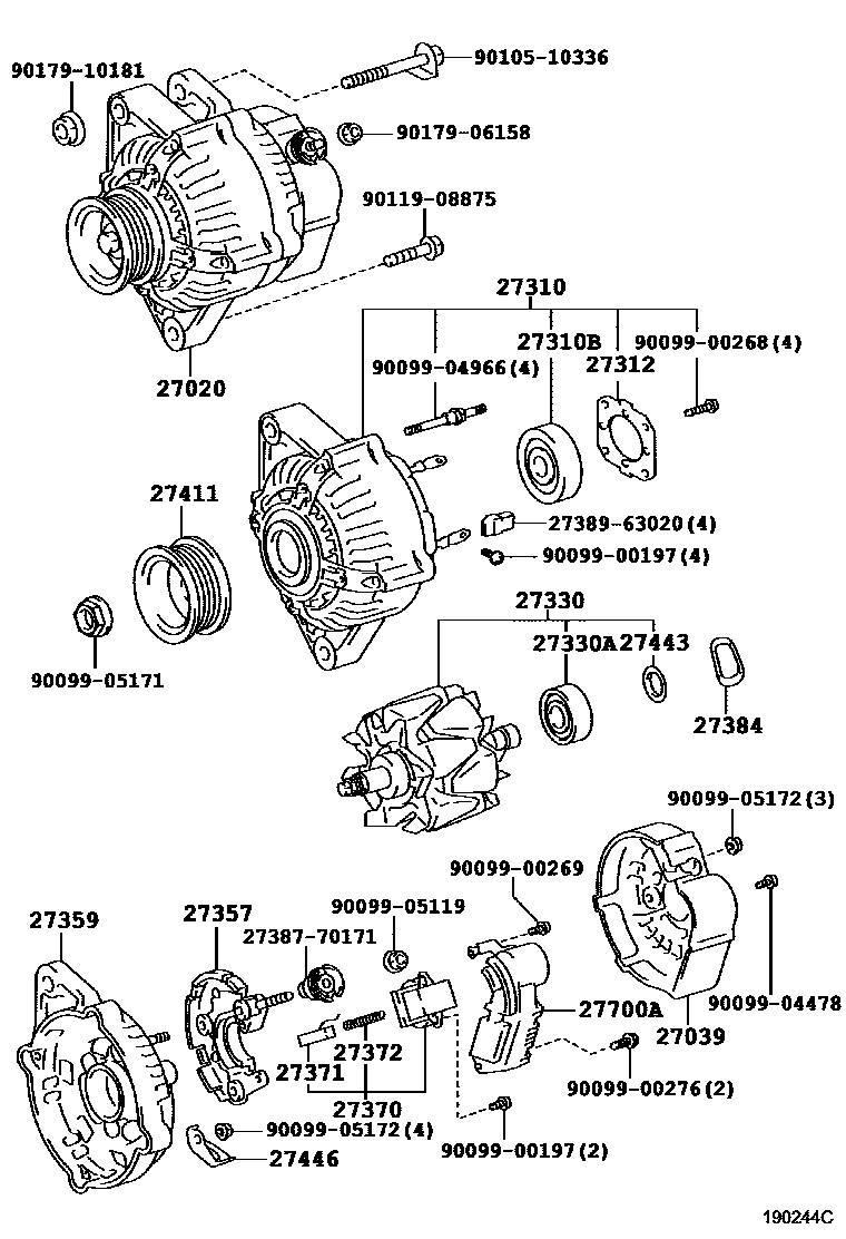 Toyota COROLLA Alternator EPC diagram — 190244C