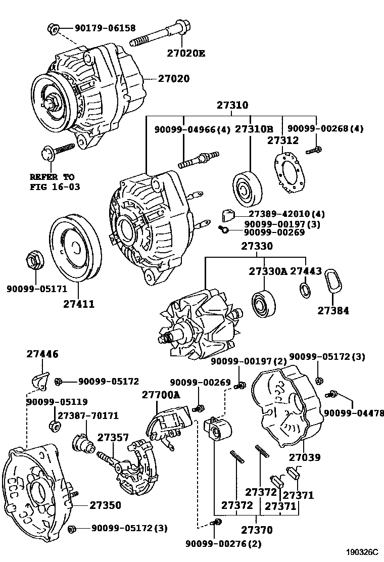 Toyota COROLLA Alternator EPC diagram — 190326C