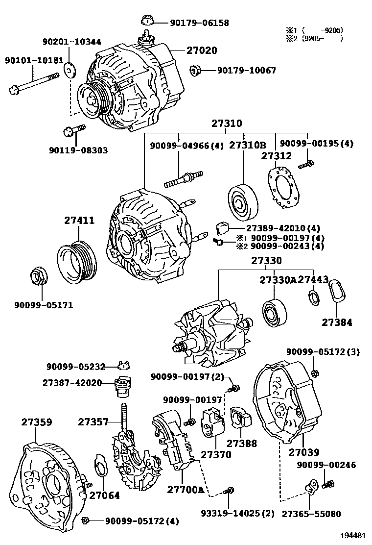 Toyota COROLLA Alternator EPC diagram — 194481
