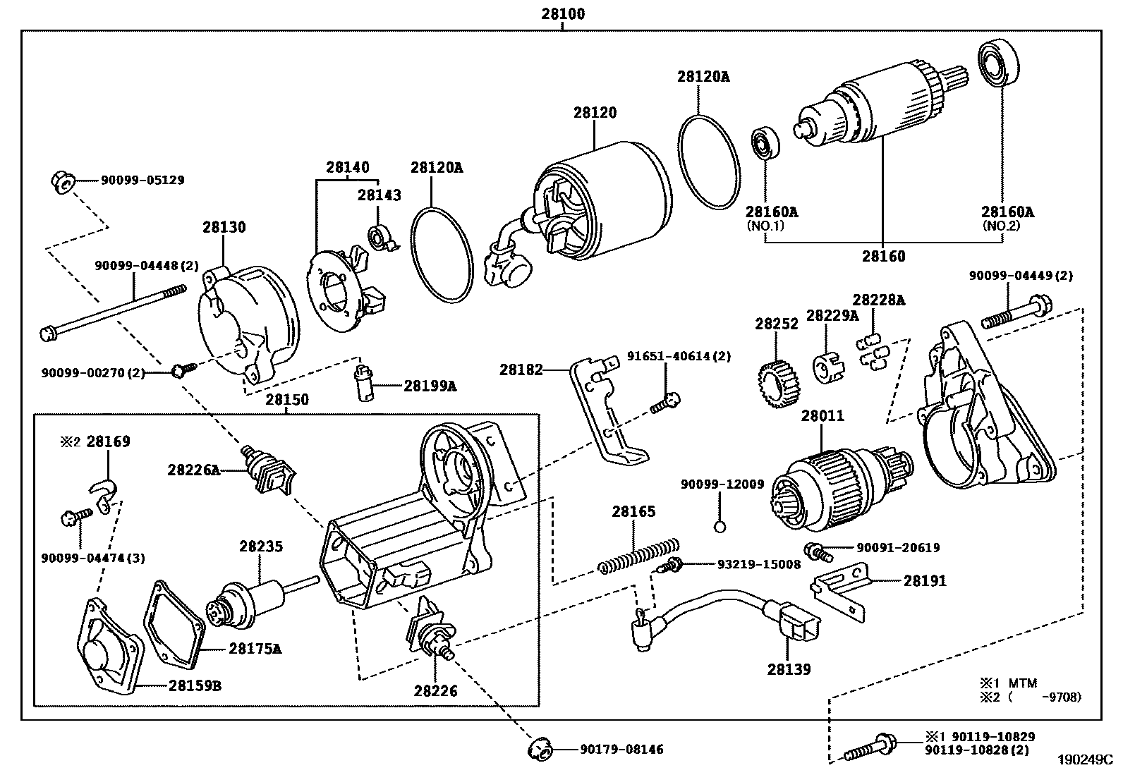 Toyota COROLLA 起动机 EPC diagram — 190249C