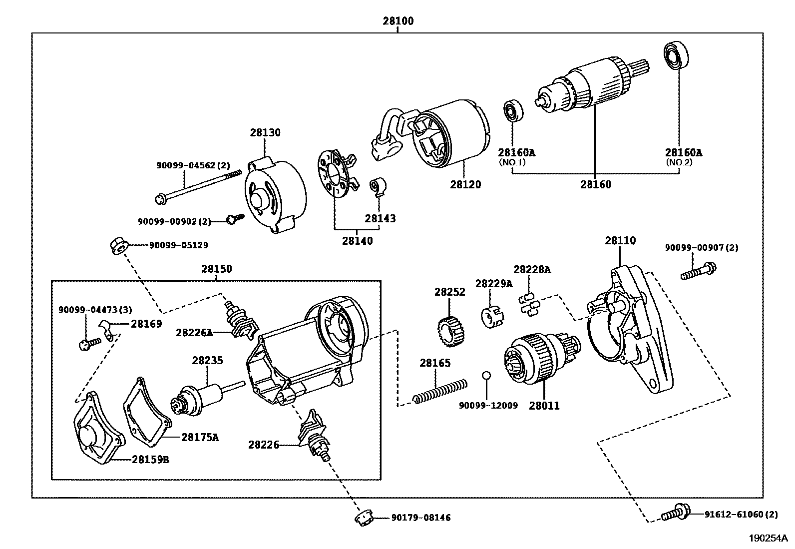 Toyota COROLLA 起动机 EPC diagram — 190254A