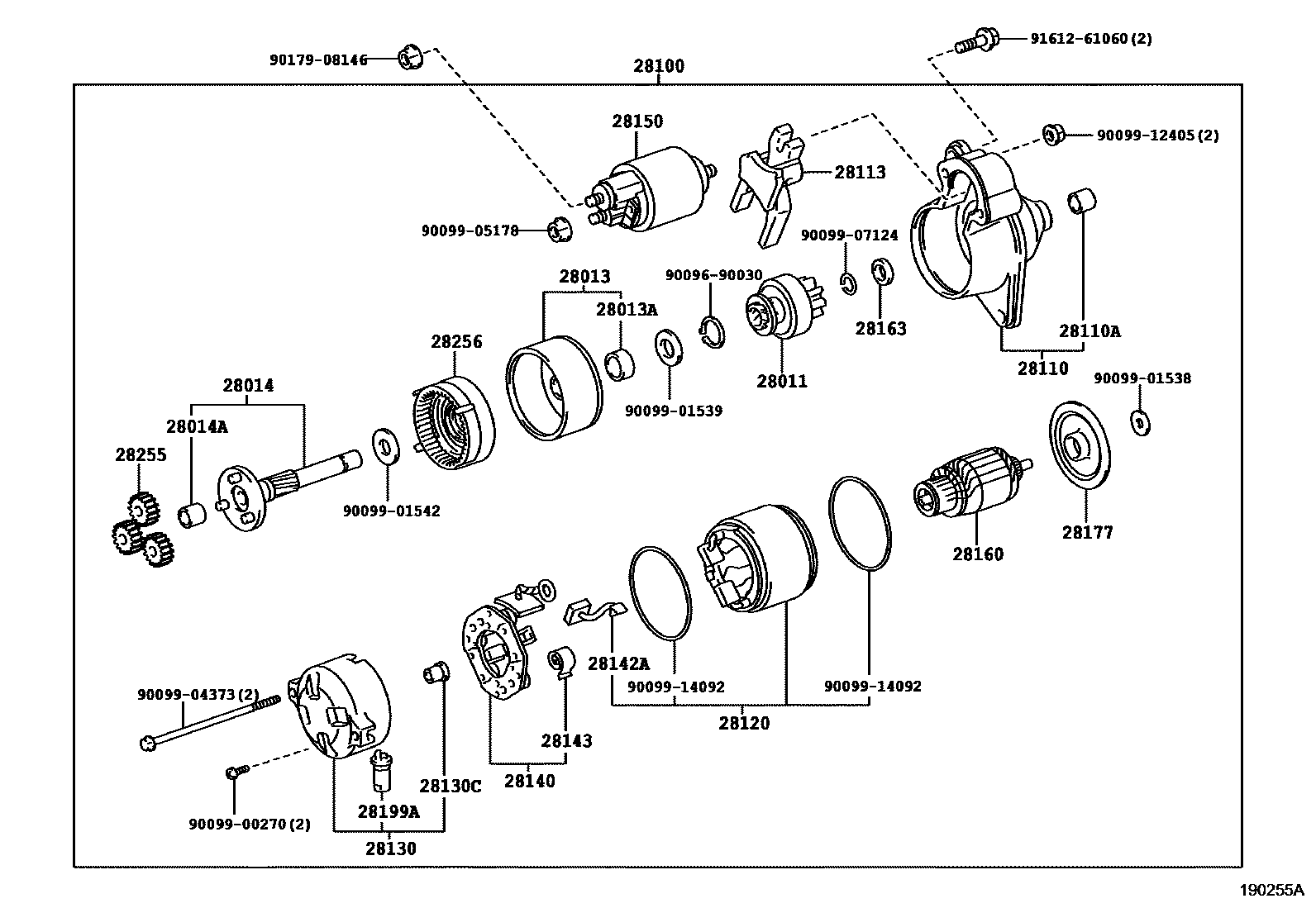 Toyota COROLLA 起动机 EPC diagram — 190255A