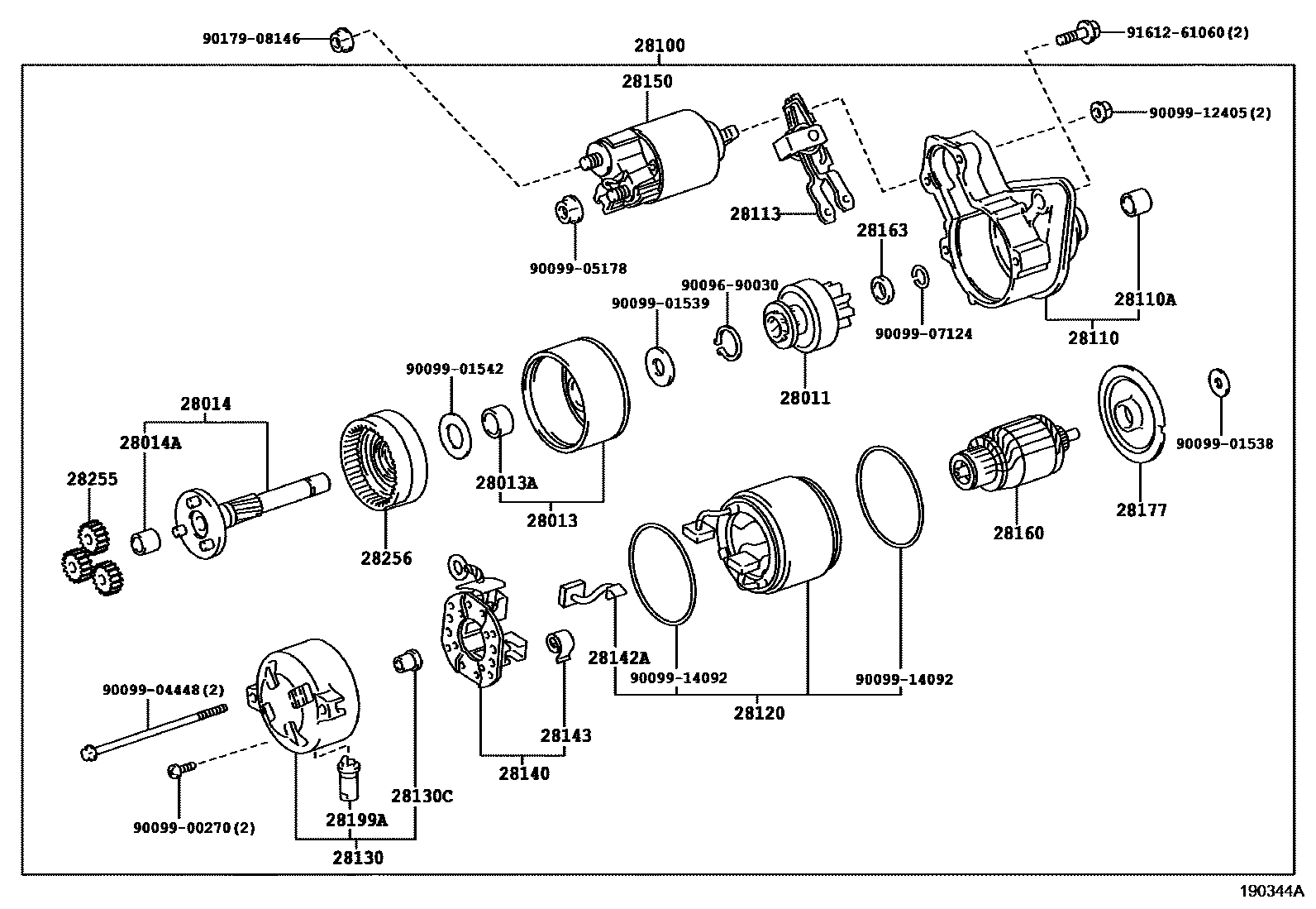Toyota COROLLA 起动机 EPC diagram — 190344A