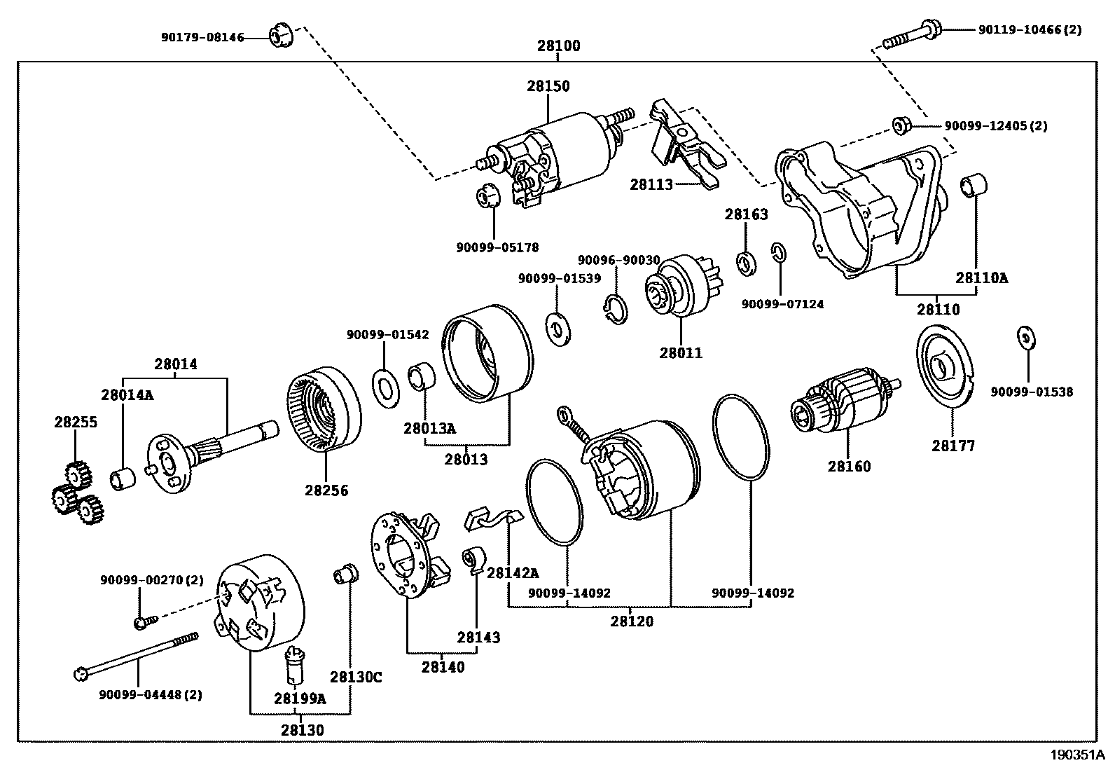 Toyota COROLLA 起动机 EPC diagram — 190351A