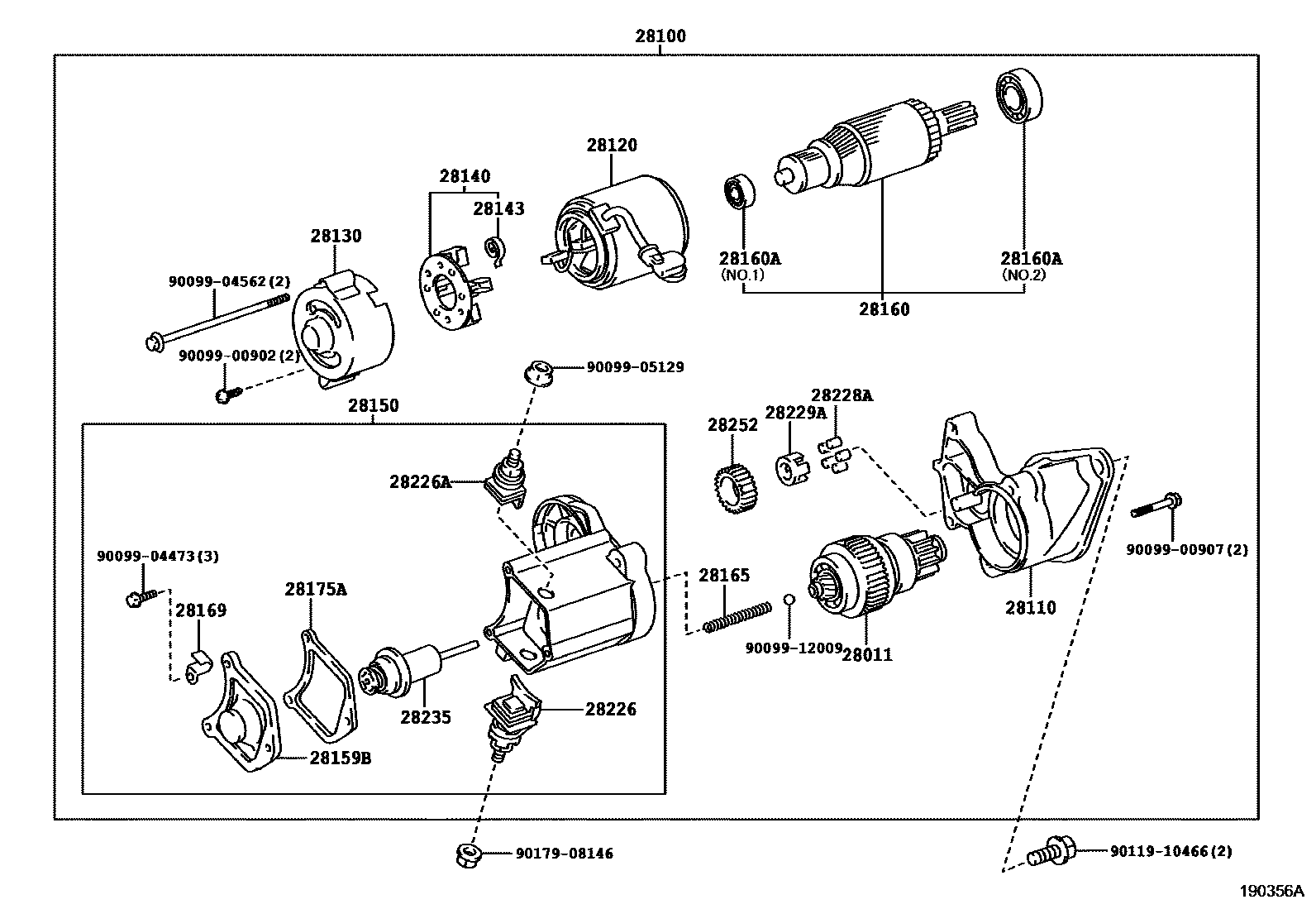 Toyota COROLLA 起动机 EPC diagram — 190356A