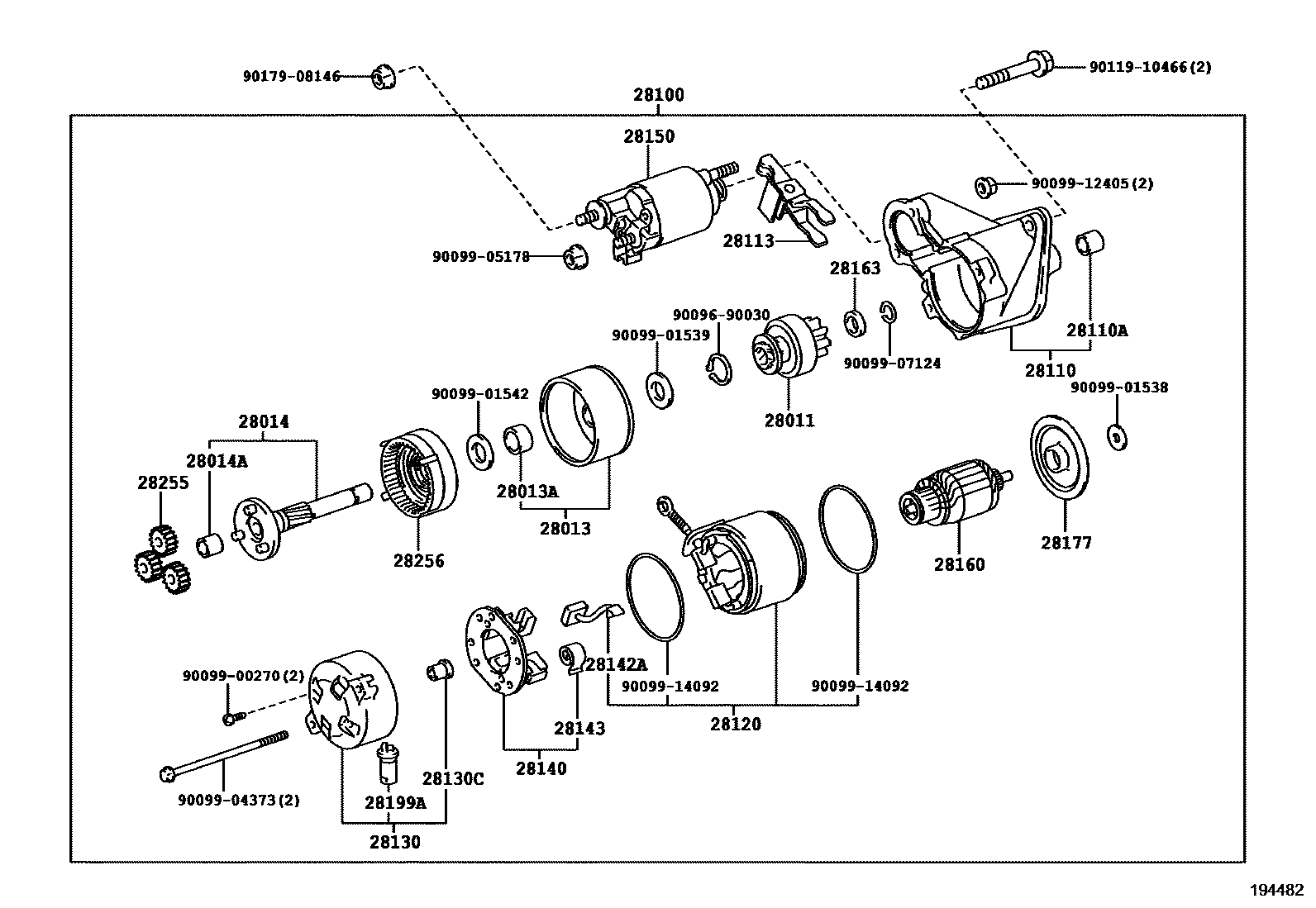 Toyota COROLLA 起动机 EPC diagram — 194482
