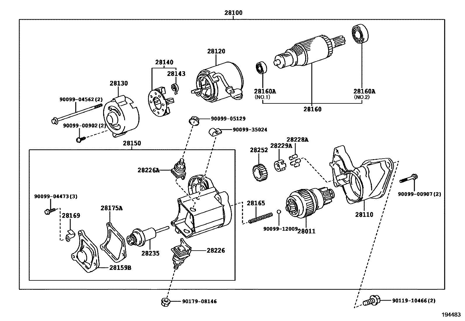 Toyota COROLLA 起动机 EPC diagram — 194483