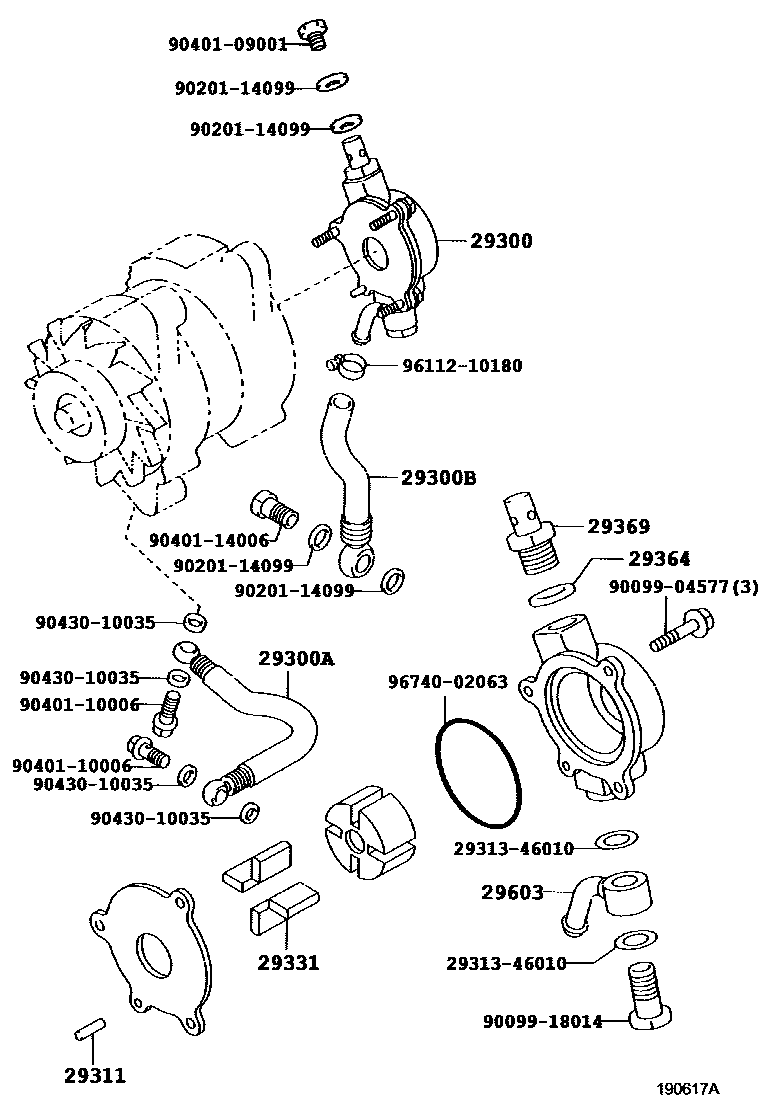 Toyota COROLLA 真空泵 EPC diagram — 190617A