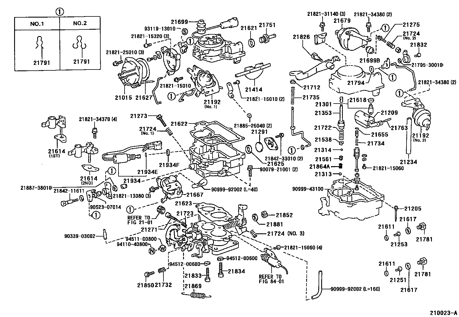 Toyota COROLLA 化油器 EPC diagram — 210023A