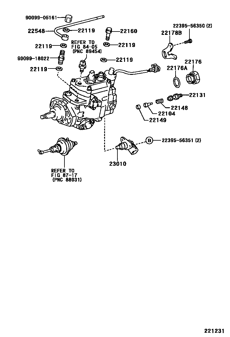 Toyota COROLLA 喷油泵体 EPC diagram — 221231