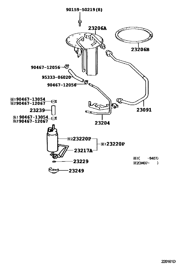 Toyota COROLLA 燃油喷射系统 EPC diagram — 220161D