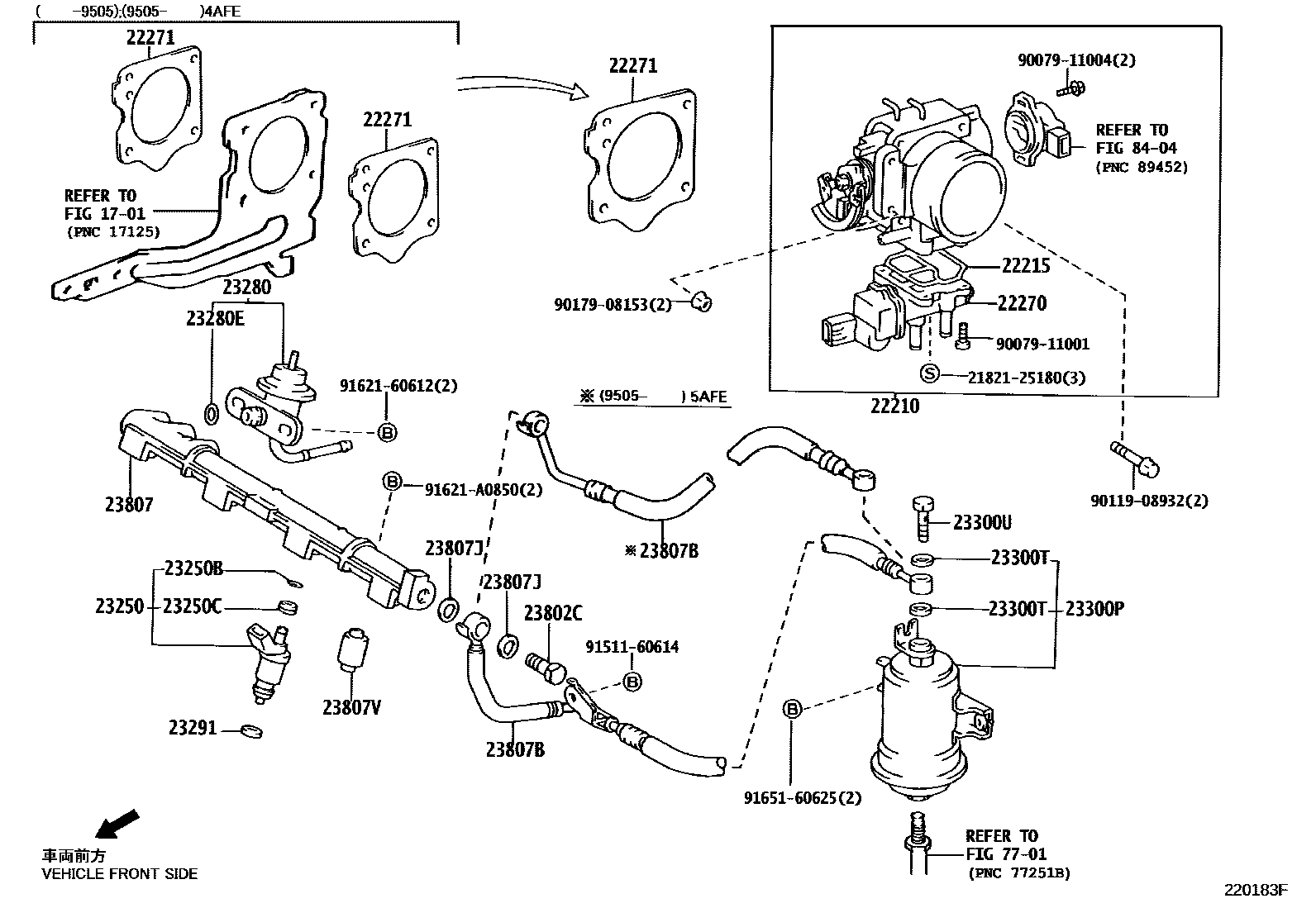 Toyota COROLLA 燃油喷射系统 EPC diagram — 220183F