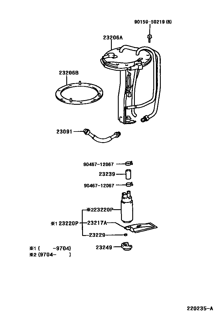 Toyota COROLLA 燃油喷射系统 EPC diagram — 220235A