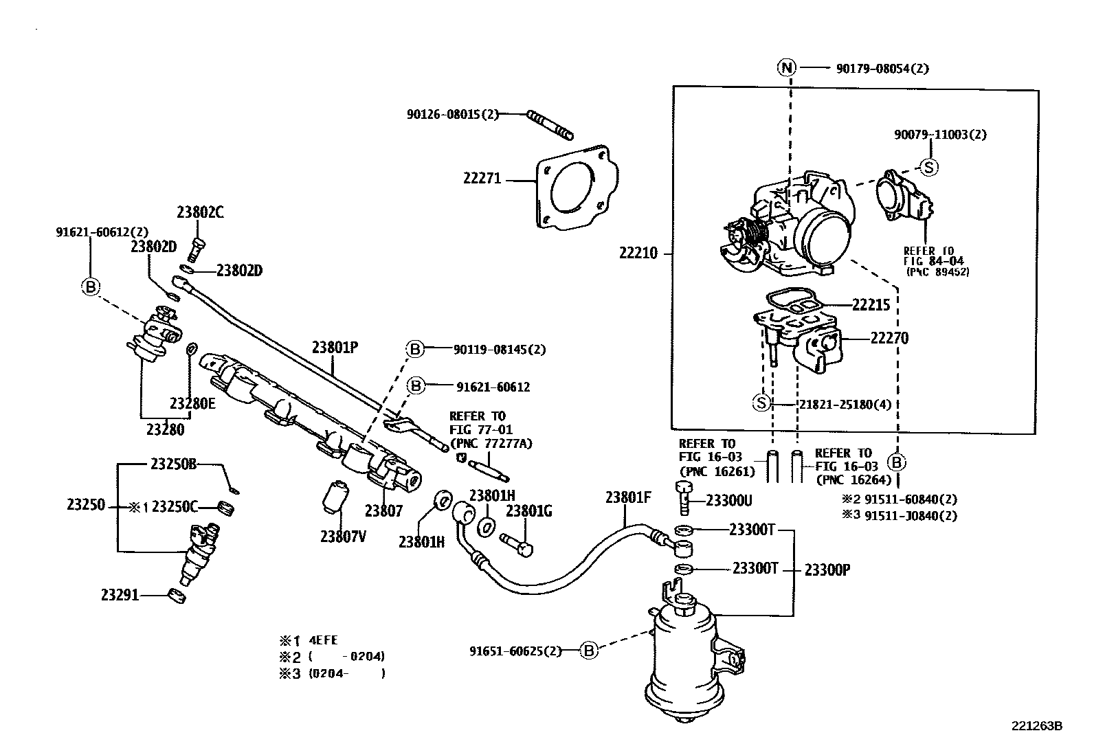 Toyota COROLLA 燃油喷射系统 EPC diagram — 221263B