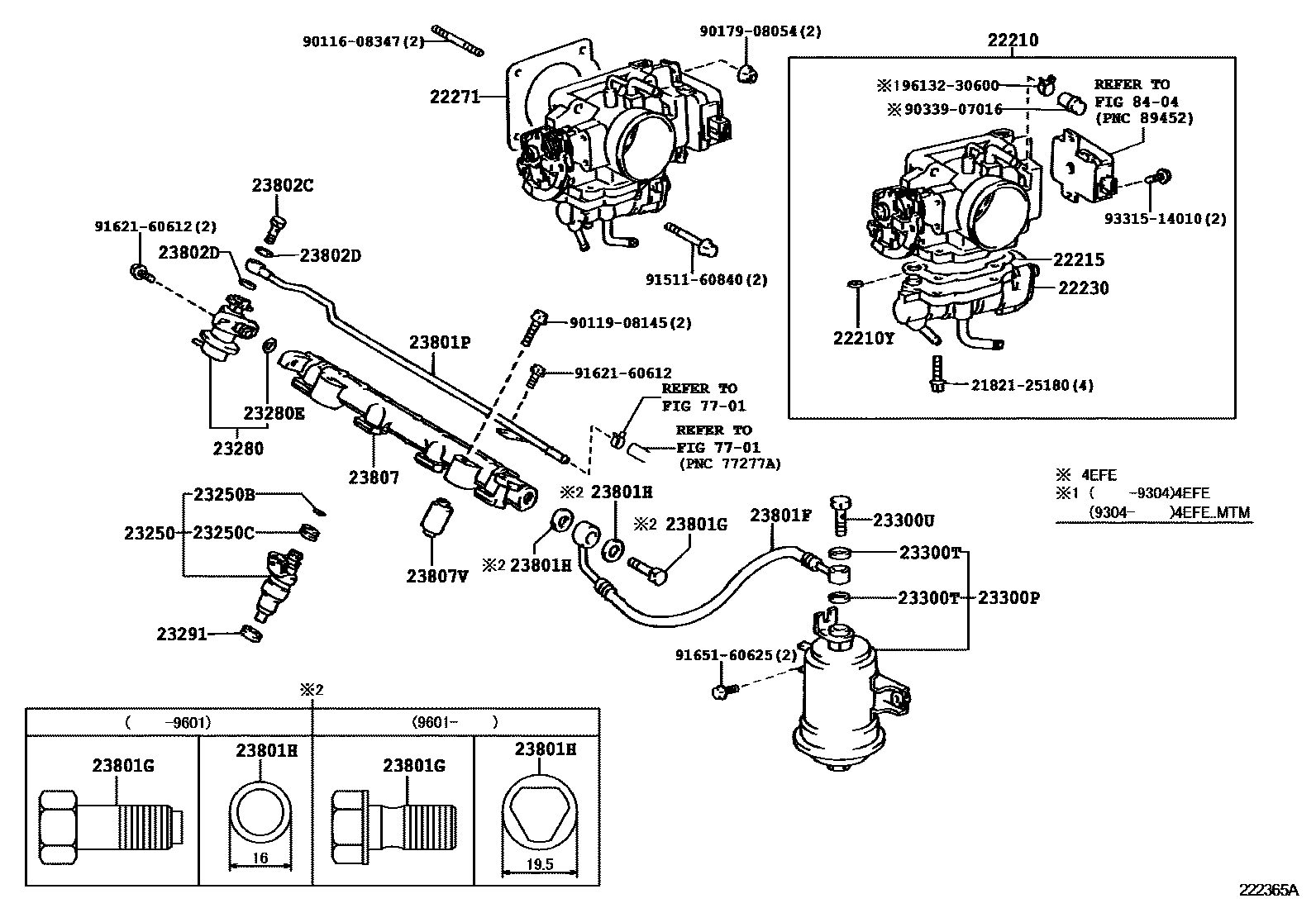 Toyota COROLLA 燃油喷射系统 EPC diagram — 222365A