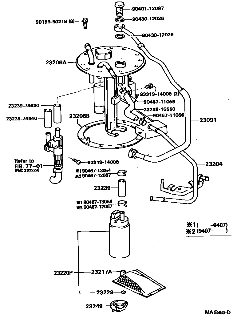 Toyota COROLLA 燃油喷射系统 EPC diagram — MAE963D