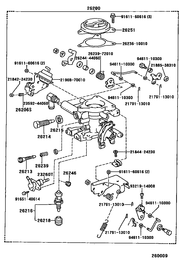Toyota COROLLA LPG化油器 EPC diagram — 260009