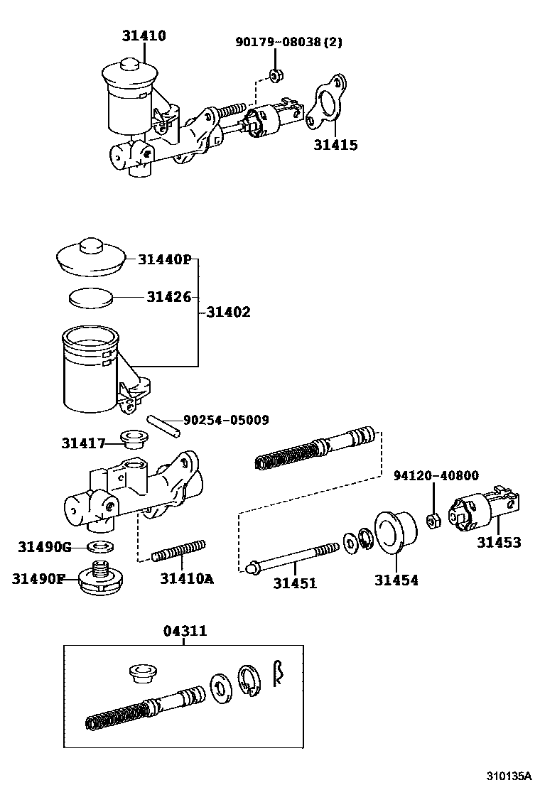 Toyota COROLLA 离合器总泵 EPC diagram — 310135A