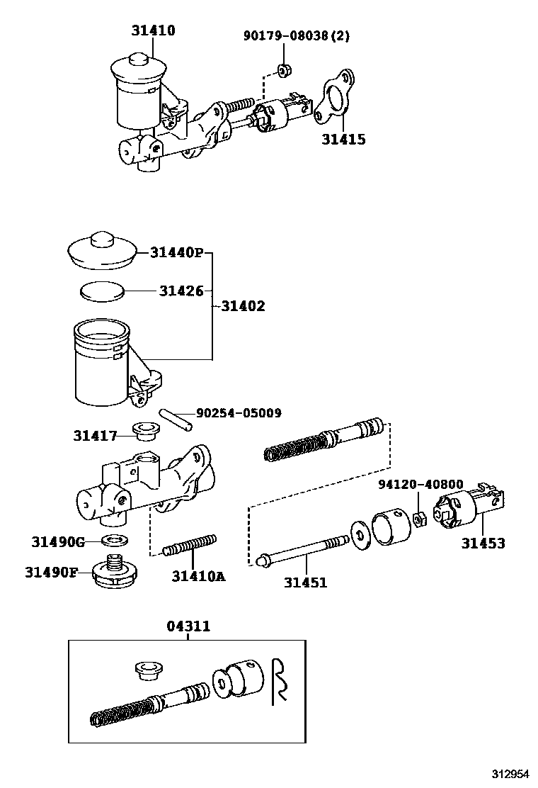 Toyota COROLLA 离合器总泵 EPC diagram — 312954