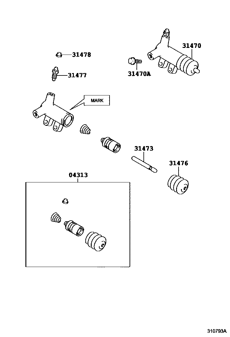 Toyota COROLLA 离合器分离缸 EPC diagram — 310793A