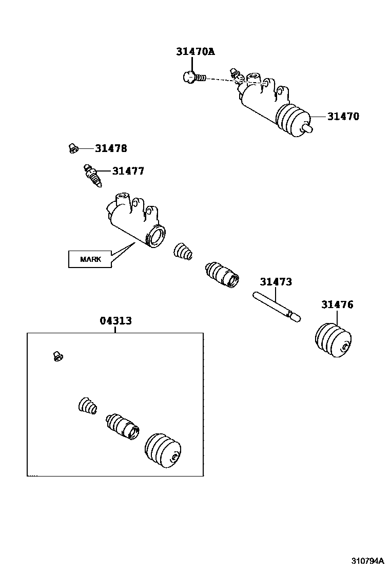 Toyota COROLLA 离合器分离缸 EPC diagram — 310794A