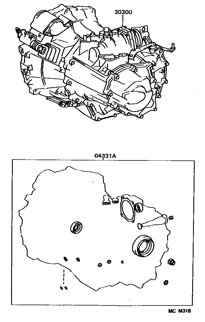 Toyota COROLLA 传动桥或变速器总成和衬垫组件(MTM) EPC diagram — MCM318