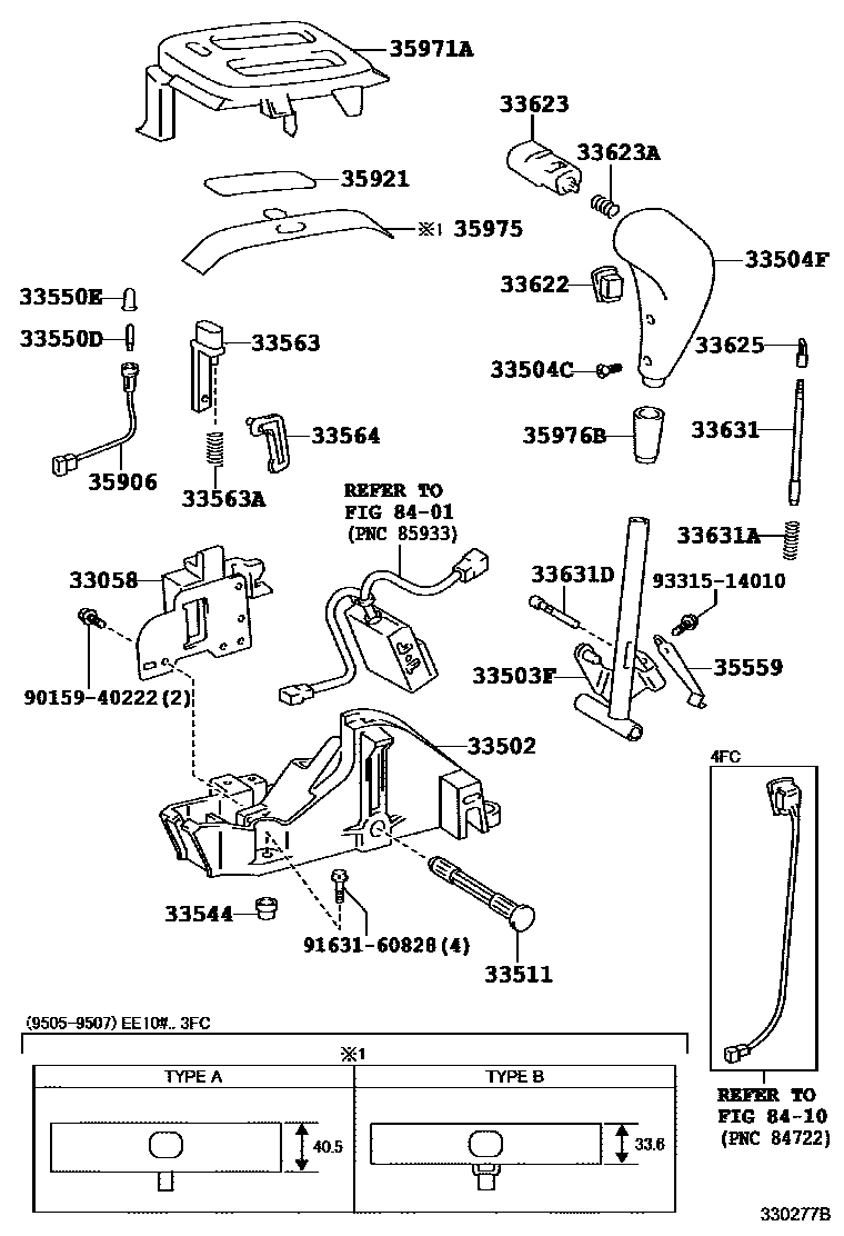 Toyota COROLLA Shift Lever & Retainer EPC diagram — 330277B