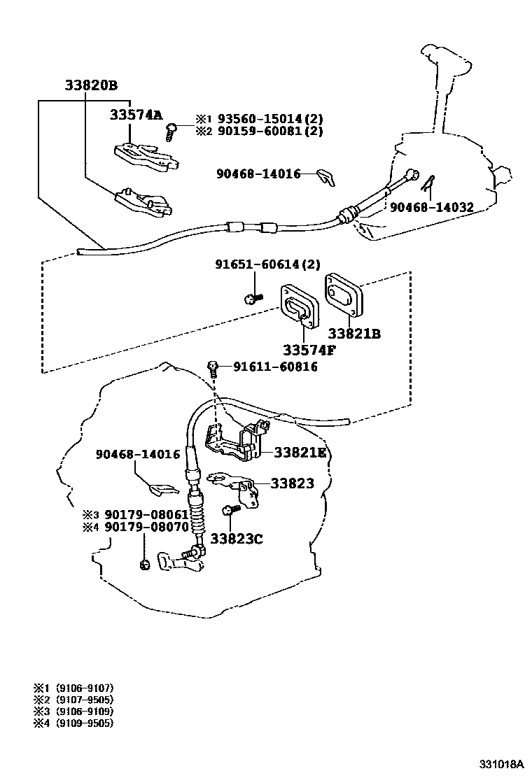 Toyota COROLLA Shift Lever & Retainer EPC diagram — 331018A