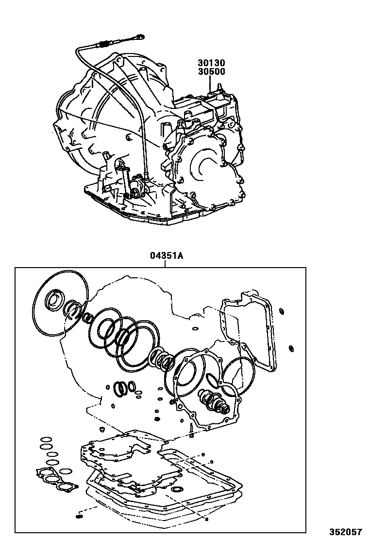 Toyota COROLLA 传动桥或变速器总成和衬垫组件(ATM) EPC diagram — 352057