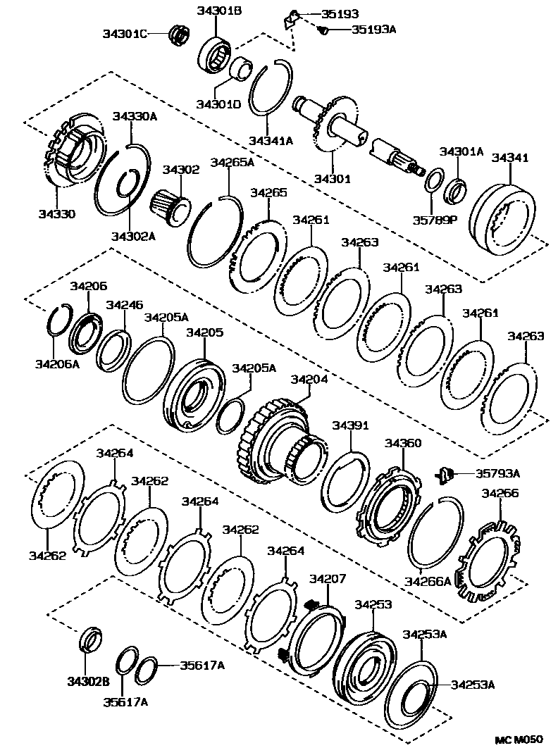 Toyota COROLLA 超速档齿轮(ATM) EPC diagram — MCM050