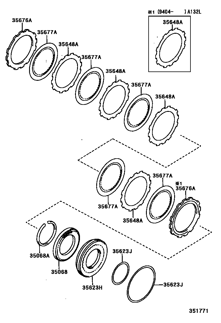 Toyota COROLLA 3号制动器、一档和倒档制动器(ATM) EPC diagram — 351771