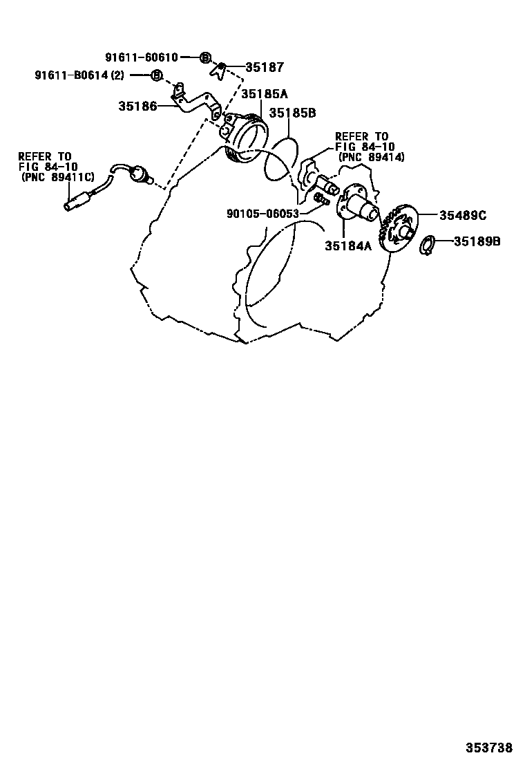 Toyota COROLLA 后油泵和调速器(ATM) EPC diagram — 353738