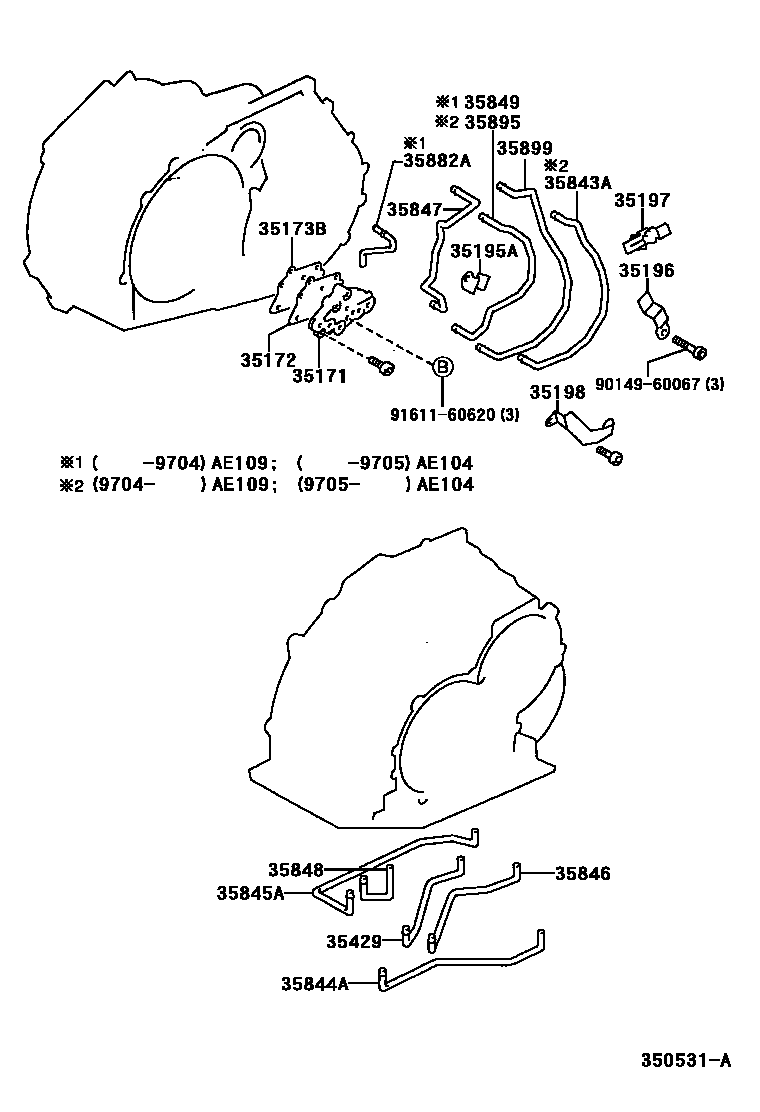 Toyota COROLLA 阀体和滤油网(ATM) EPC diagram — 350531A
