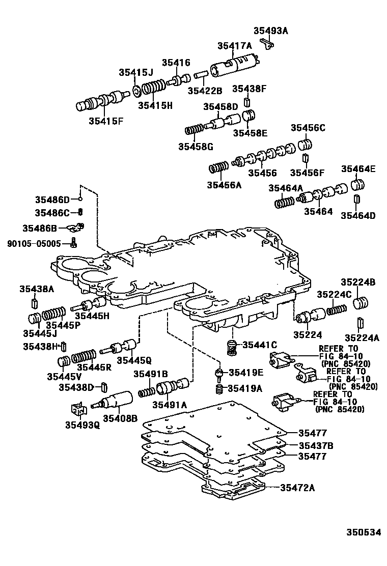 Toyota COROLLA 阀体和滤油网(ATM) EPC diagram — 350534