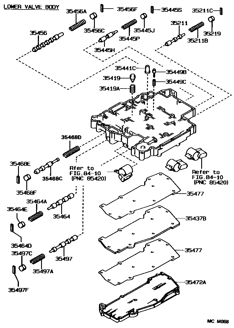 Toyota COROLLA 阀体和滤油网(ATM) EPC diagram — MCM068