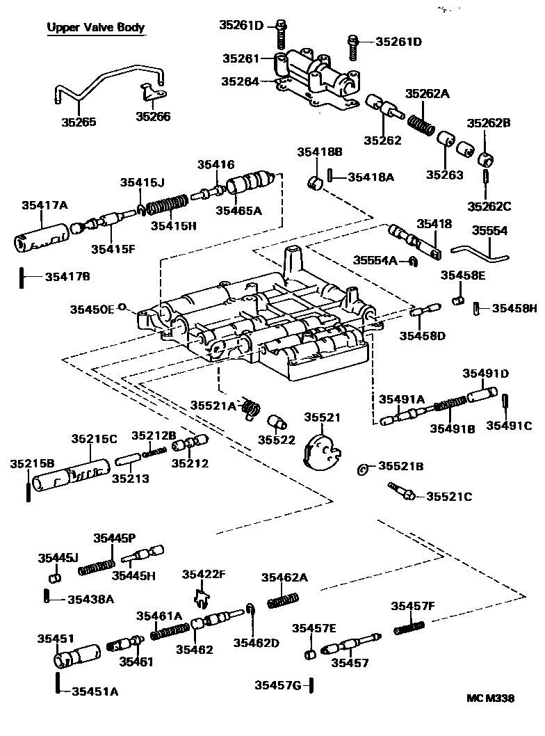 Toyota COROLLA 阀体和滤油网(ATM) EPC diagram — MCM338