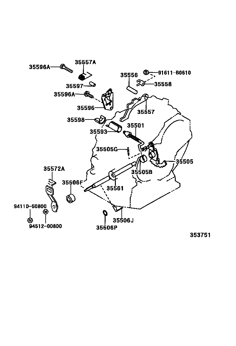 Toyota COROLLA 节气阀连杆和阀杆(ATM) EPC diagram — 353751