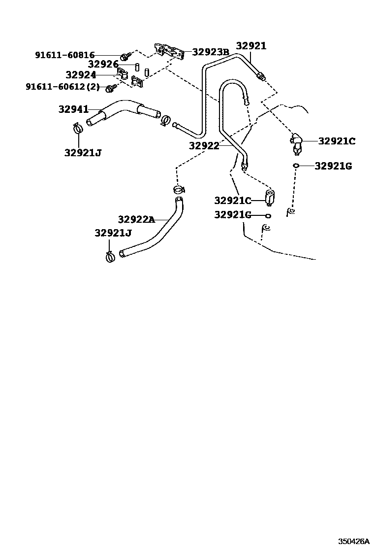 Toyota COROLLA 变速器油冷却器和配管(ATM) EPC diagram — 350426A