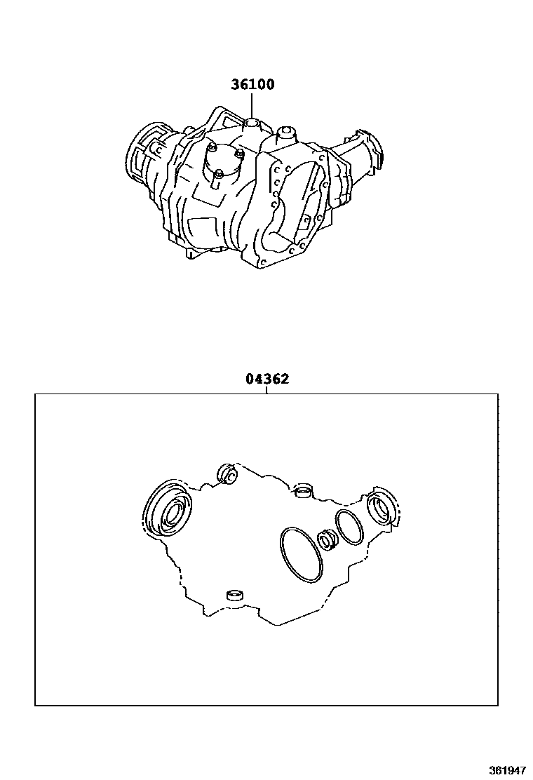 Toyota COROLLA Transfer Assembly & Gasket Kit EPC diagram — 361947