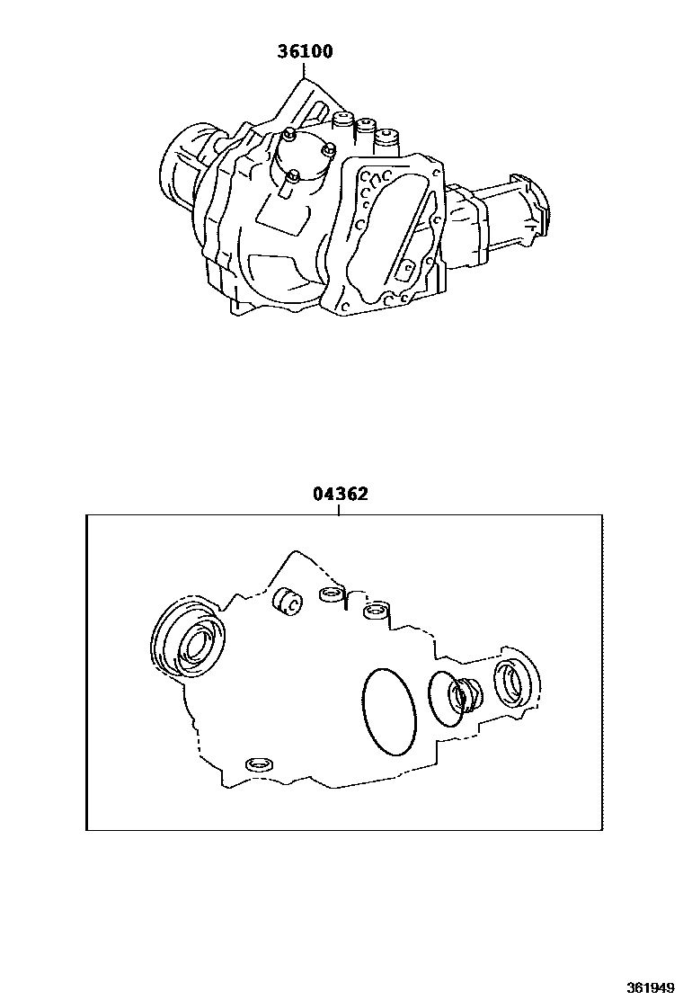 Toyota COROLLA Transfer Assembly & Gasket Kit EPC diagram — 361949