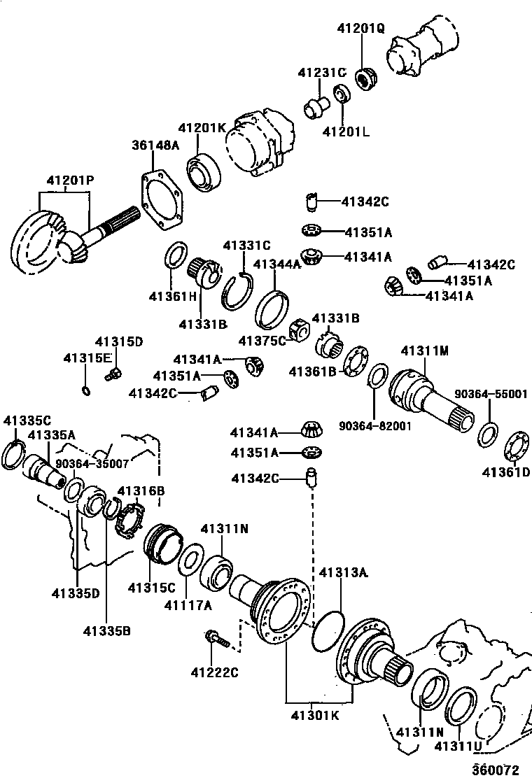 Toyota COROLLA Transfer Gear EPC diagram — 360072