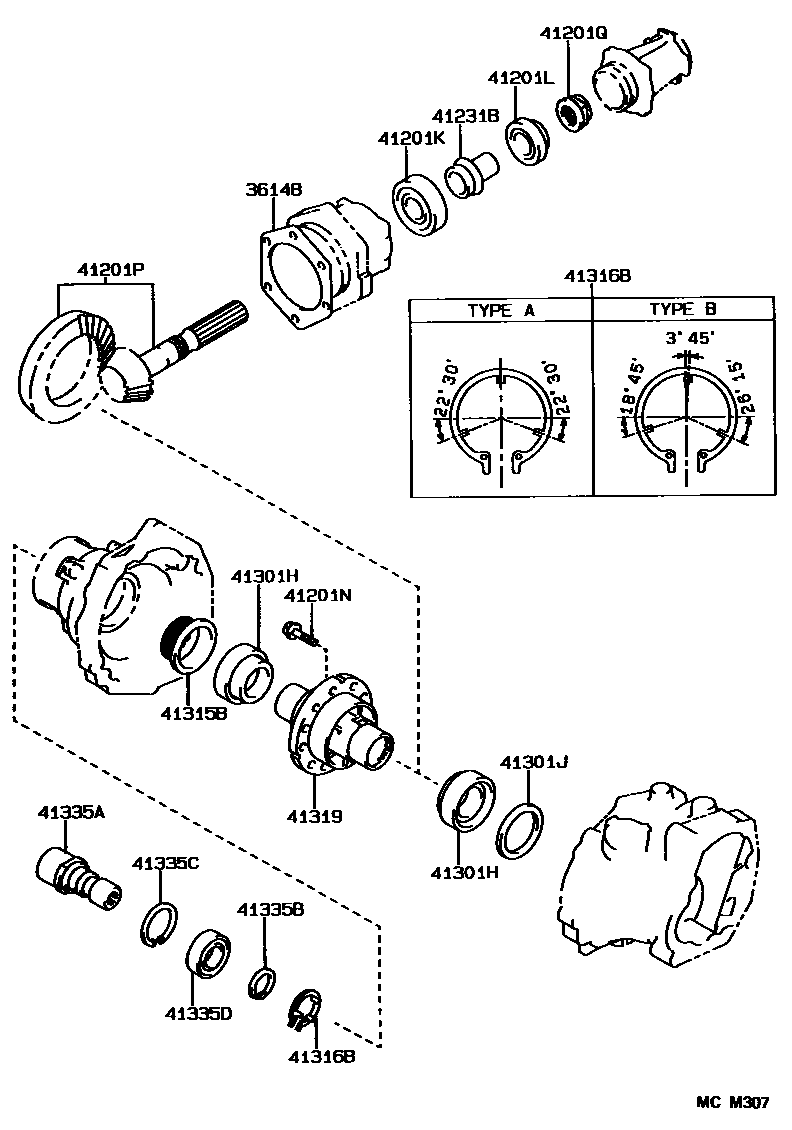 Toyota COROLLA Transfer Gear EPC diagram — MCM307