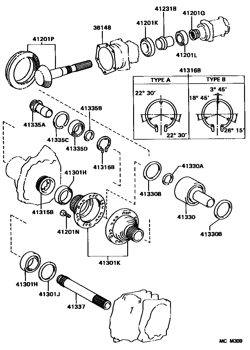 Toyota COROLLA Transfer Gear EPC diagram — MCM309