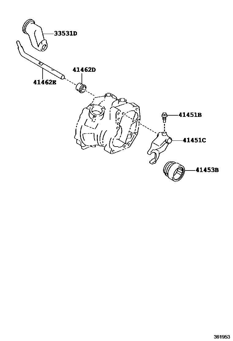 Toyota COROLLA Transfer Lever & Shift Fork Shaft EPC diagram — 361953