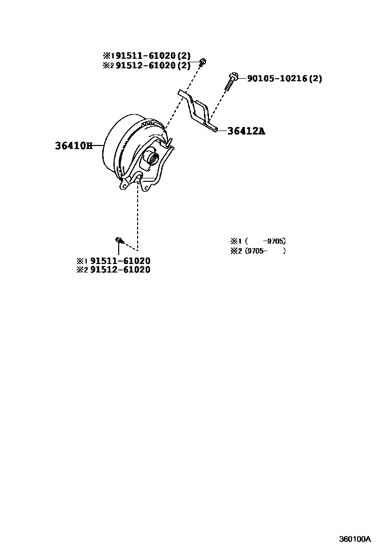 Toyota COROLLA 膜片缸和分动器真空执行器 EPC diagram — 360100A