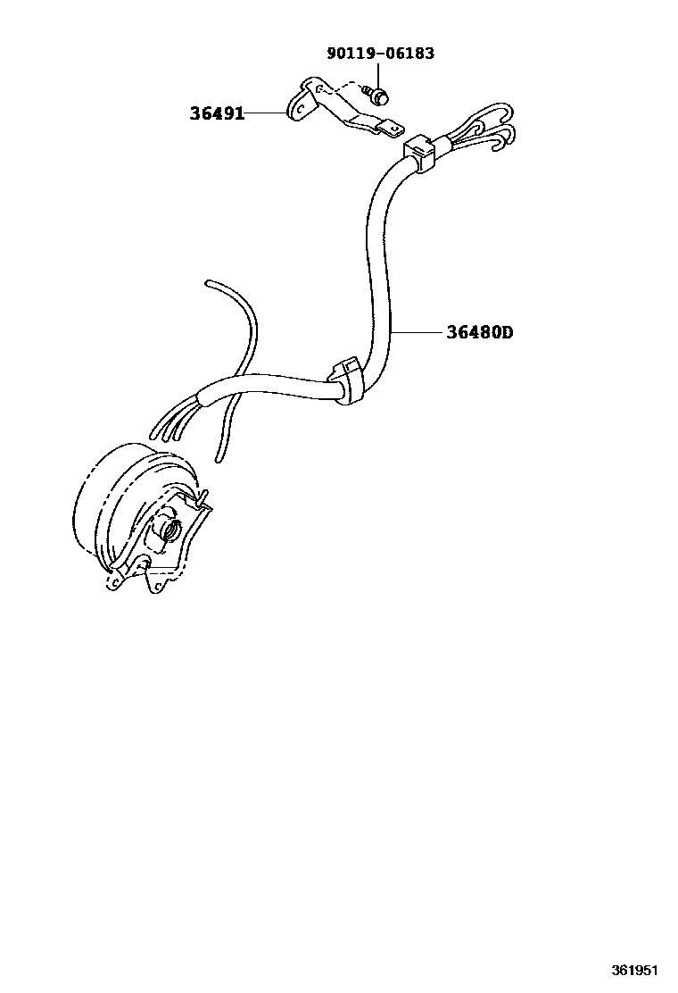 Toyota COROLLA 分动器真空管 EPC diagram — 361951