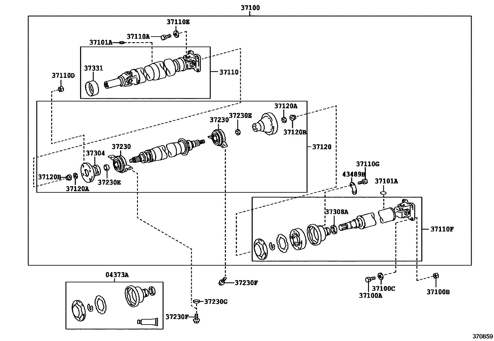 Toyota COROLLA Propeller Shaft & Universal Joint EPC diagram — 370859