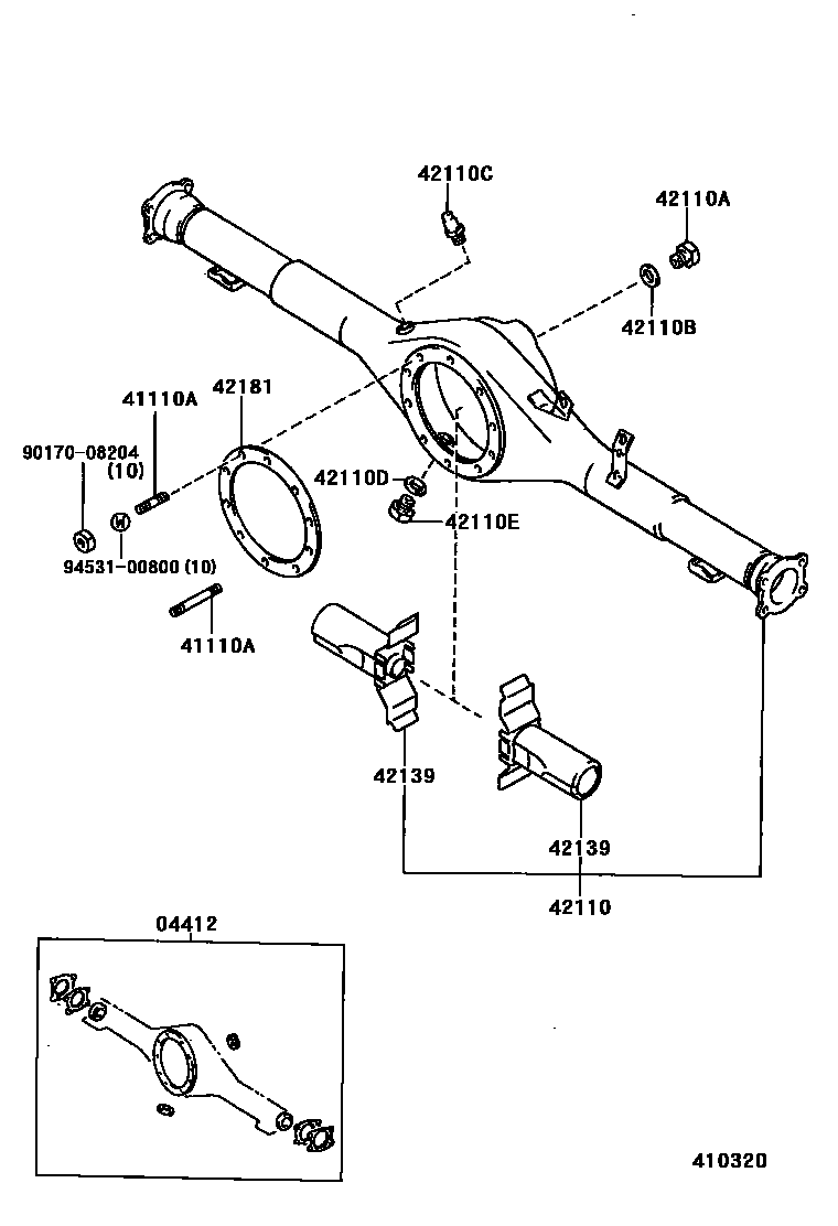 Toyota COROLLA 后桥壳和差速器 EPC diagram — 410320