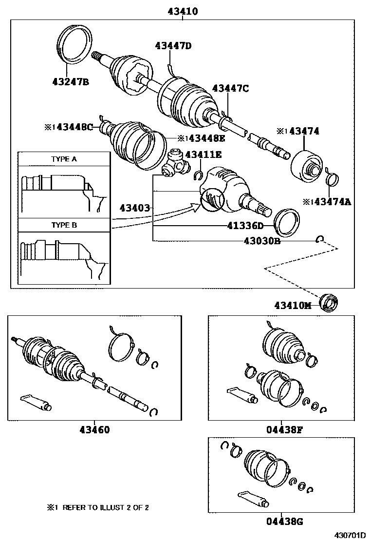 Toyota COROLLA Front Drive Shaft EPC diagram — 430701D
