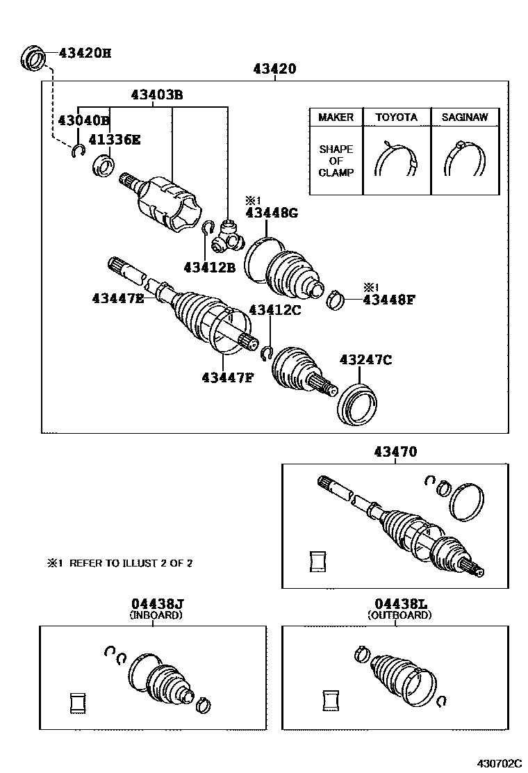 Toyota COROLLA Front Drive Shaft EPC diagram — 430702C